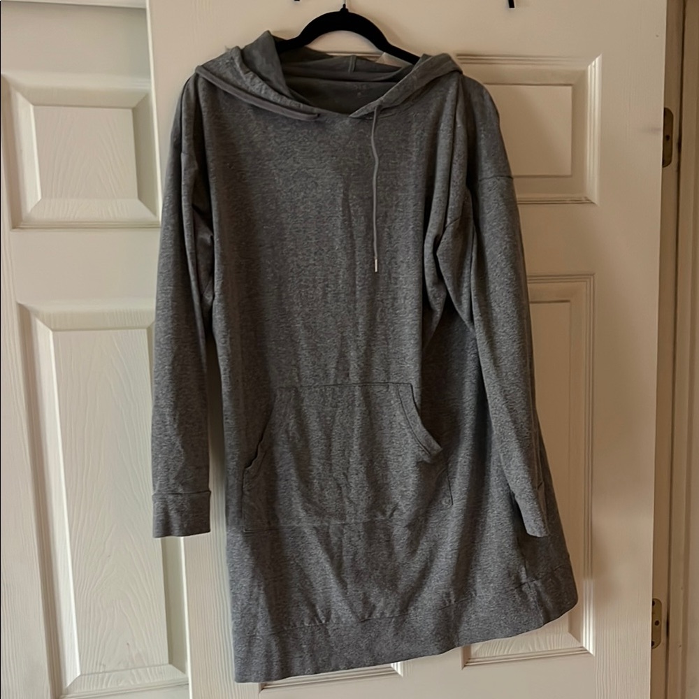 Gray Hooded Sweatshirt Dress